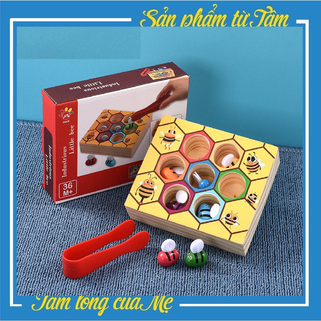 Đồ Chơi Thông Minh, Giáo cụ Montessori, Gắp Ong Vào Tổ, Giúp Bé Rèn Vận Động Tinh Phân Biệt Màu Sắc, Tập Gắp