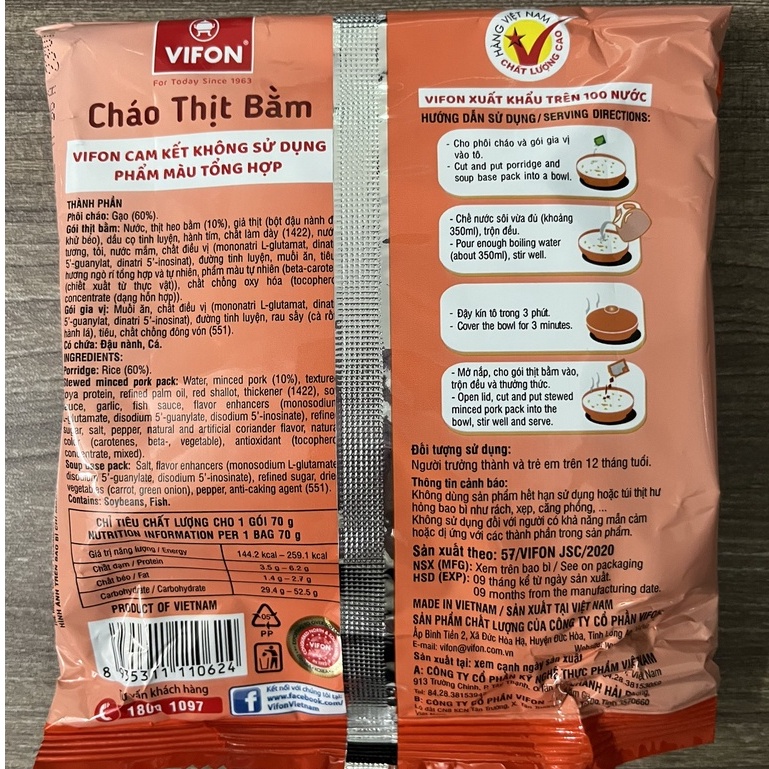 Cháo thịt bằm  Vifon 70g