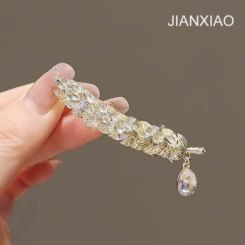 Kẹp Tóc Mỏ Vịt Đính Đá Pha Lê Phong Cách Retro Cao Cấp Dễ Phối Đồ Dành Cho Bạn Gái