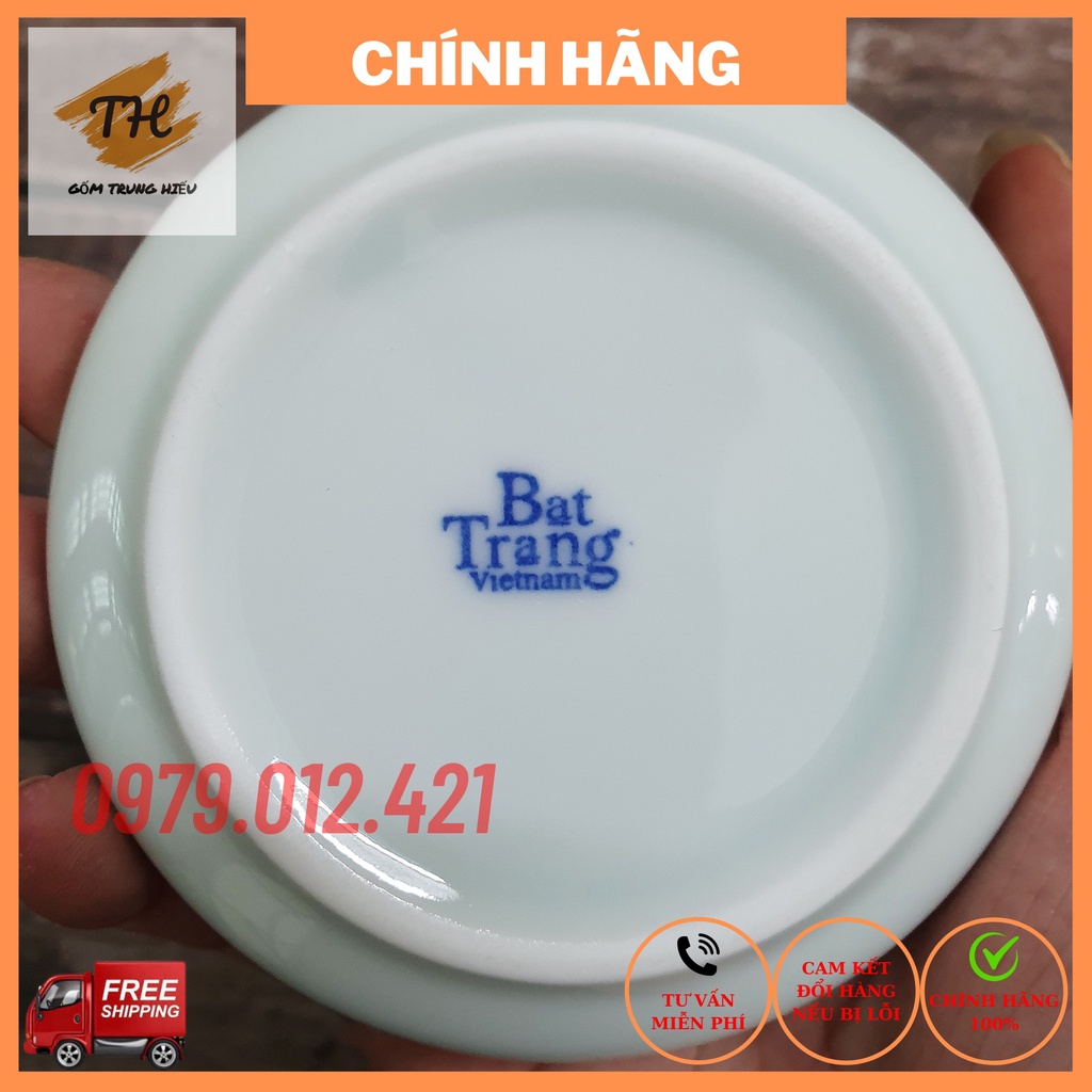 Bộ chén đĩa lẻ uống trà xanh men lam Bát Tràng cao cấp tích trúc lâm thất hiền