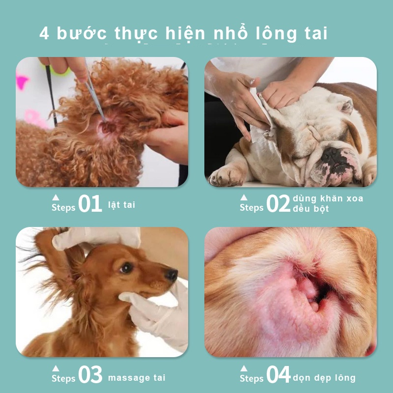 Bột nhổ lông tai chó poodle Hipipet Ear Powder vệ sinh tai chó mèo không đau - 120gr