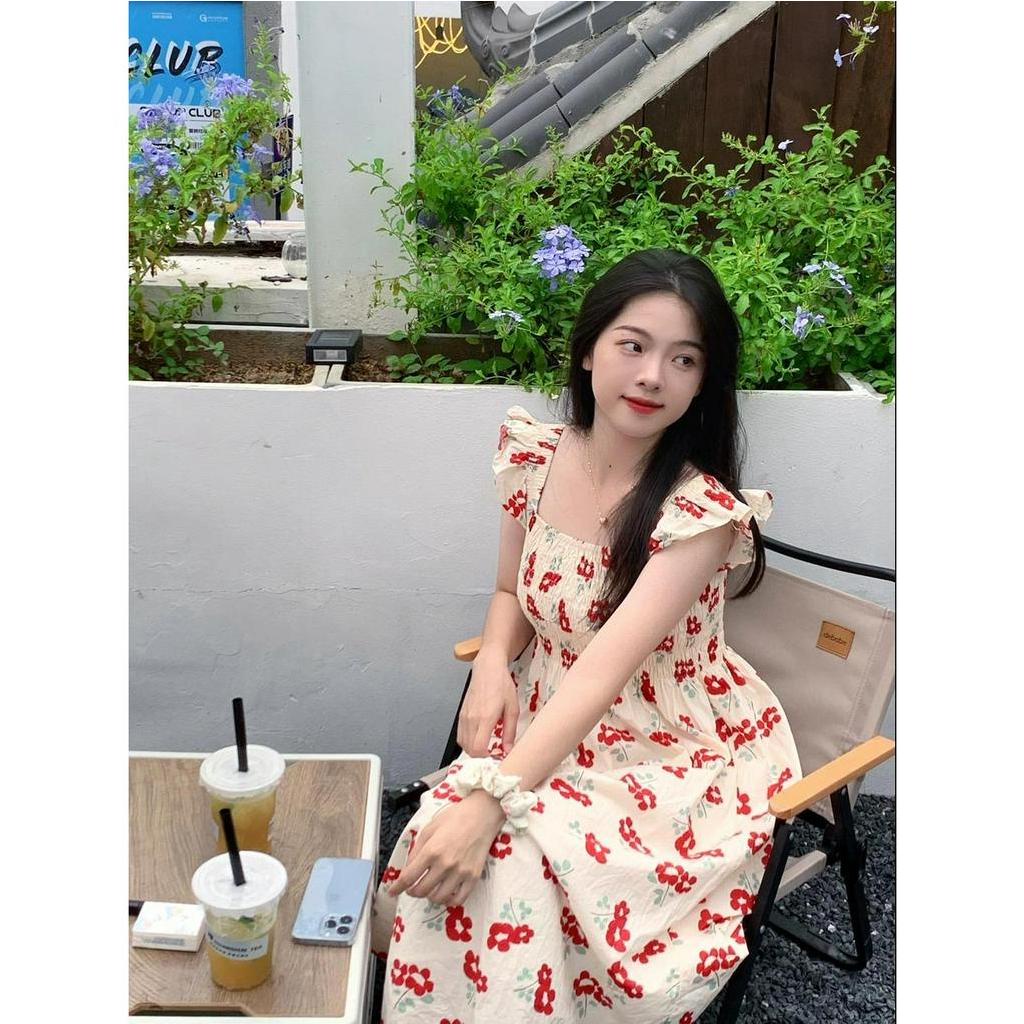 Đầm Hoa Tay Xòe Thời Trang Hàn Quốc Dành Cho Nữ