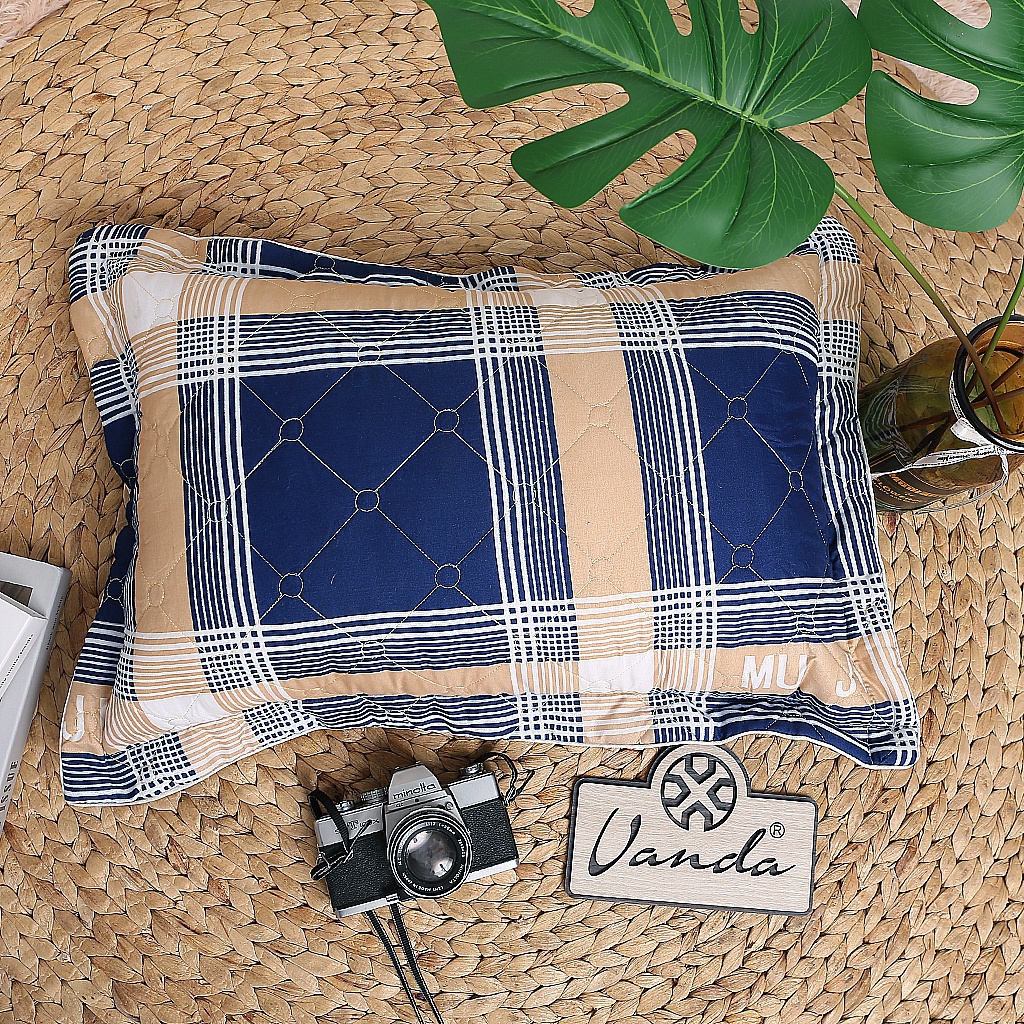 Vỏ gối đầu trần bông hình trám dày dặn chất liệu cotton poly kích thước 45x65 cm
