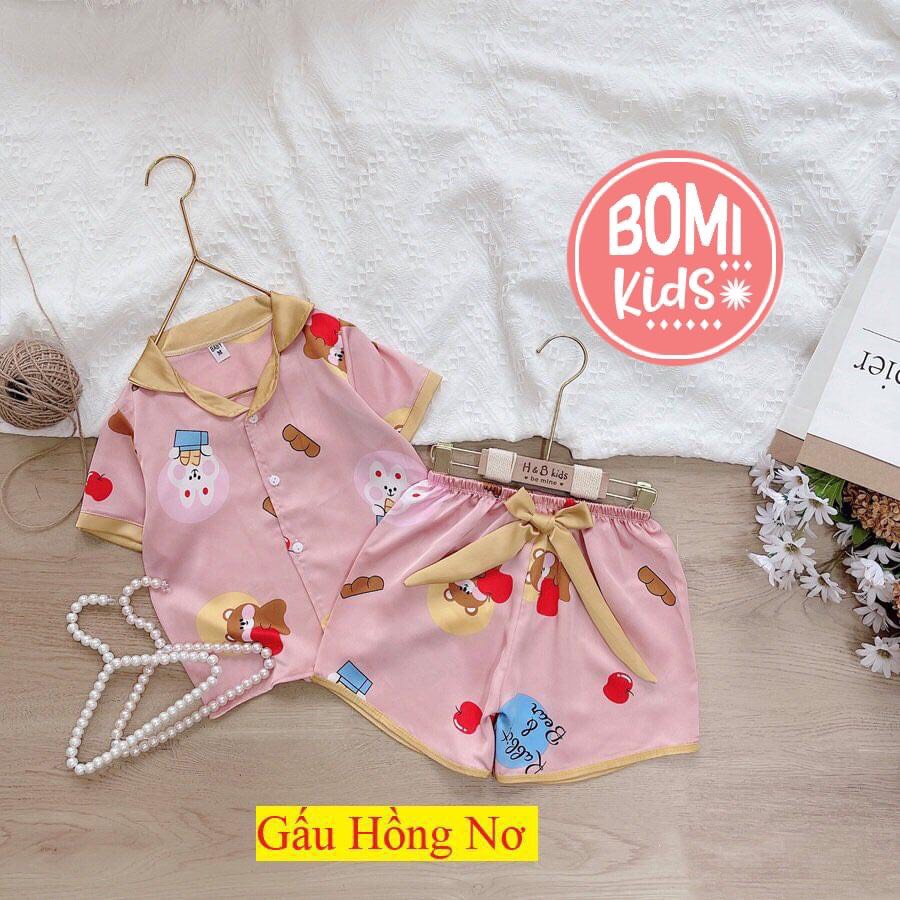 [15kg - 26kg] Đồ Bộ Bé Gái Mặc Nhà Pijama Lụa Cao Cấp Tay Ngắn - Chất Liệu Lụa Mềm Mịn