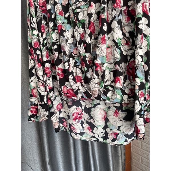 Áo sơ mi voan cát cổ trụ kiểu đắp tà lệch