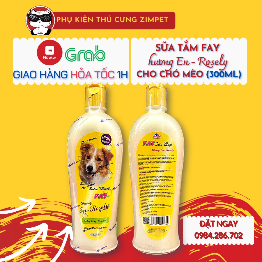 Sữa tắm Fay cho chó mèo 300ml - Sữa tắm cho thú cưng Fay thơm dịu mượt lông