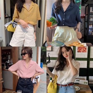 Áo sơ mi cộc tay nhiều màu phong cách hàn quốc, áo sơ mi form rộng
