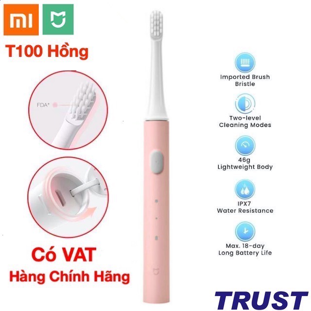 Bàn chải điện Xiaomi Mijia T100 Hồng, ApiYoo C7, Samono SW-ET01 - Hàng Chính Hãng