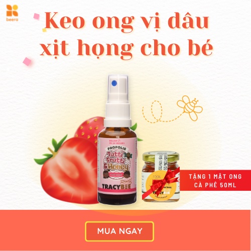 Keo Ong vị trái cây dạng xịt Tracybee Beera giảm ho, viêm họng (30ml)