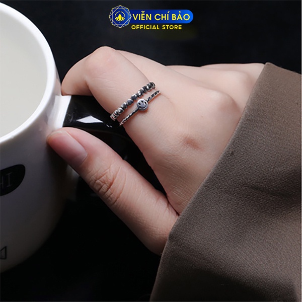 Nhẫn bạc nữ hình mặt cười trái tim chất liệu bạc 925 thời trang phụ kiện trang sức nữ Viễn Chí Bảo N000722