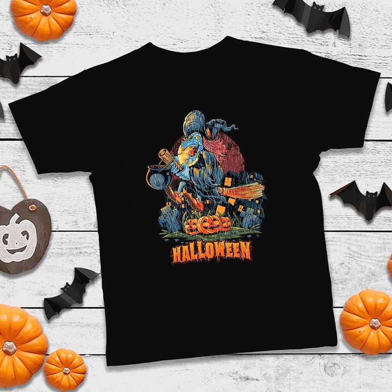 Áo Thun Tay Ngắn Họa Tiết halloween Khủng Long Ngộ Nghĩnh Cho Bé