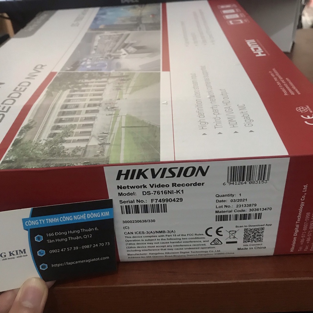 Đầu ghi HIKVISION 16 Kênh DS-7616NI-K1 /   chính hãng Bảo Hành 24 Tháng