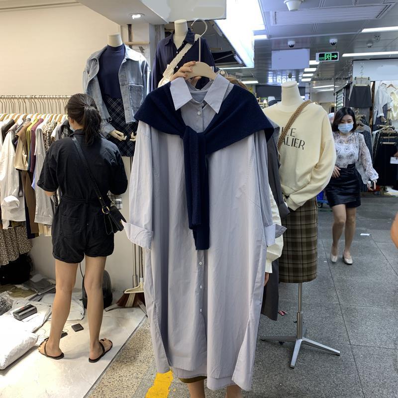 Bộ Áo Sơ Mi Dáng Rộng + Đầm Dài Dáng Chữ A Phong Cách Hàn Quốc Thời Trang Mùa Đông 2022