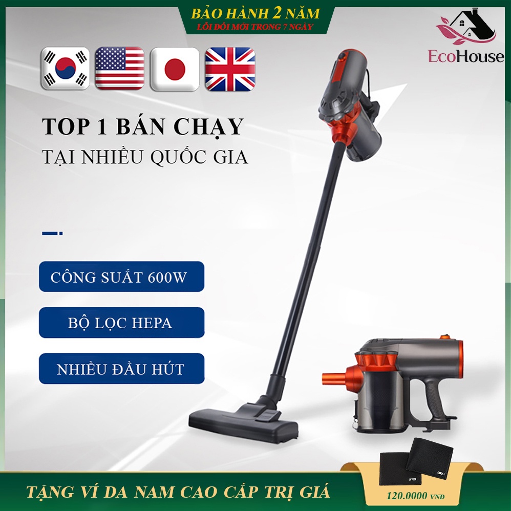 Máy hút bụi cầm tay gia đình 2 trong 1 công suất lớn ,hút sạch mọi vị trí, đa năng 2 đầu hút, bảo hành 2 năm