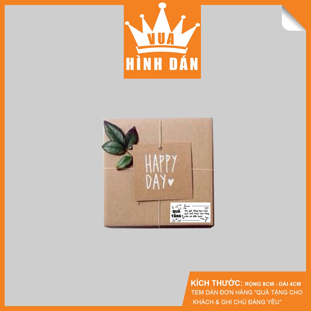 Set 50/100 tem QUÀ TẶNG và CẢM ƠN khách hàng (8x4cm) - tem dán đơn hàng, sản phẩm dành cho shop (1.059) vua hinh dan