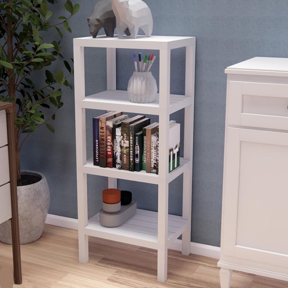 HomeBase STACKO kệ nhựa 4 tầng vân giả gạch BRICK Thái Lan W30xH100xD40cm màu trắng