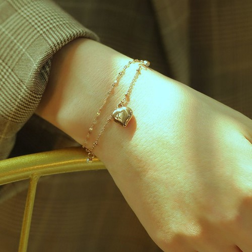 Lắc Tay 2 Tầng Trái Tim Titan Ko Đen TT 3190