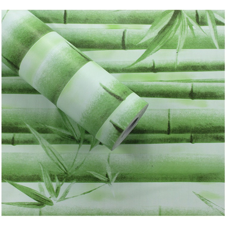 Decal giấy dán tường trúc xanh lợt khổ 45cm (giá bán 1m dài)