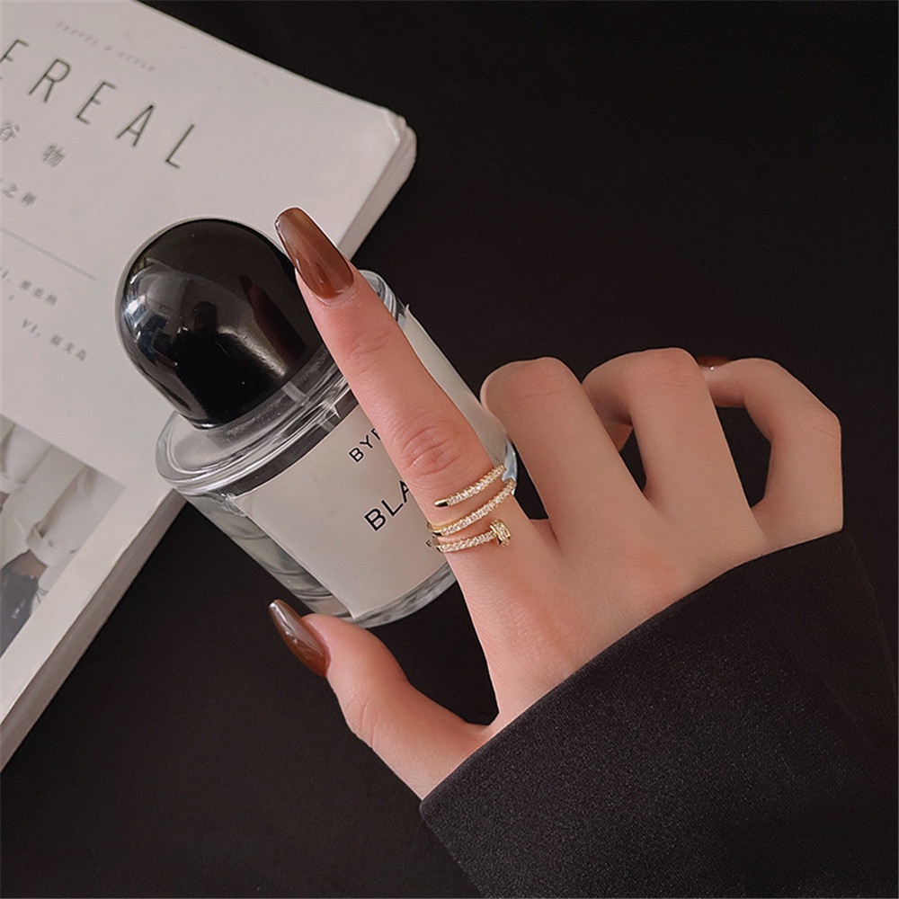 Nhẫn Hở Nhiều Lớp Đính Kim Cương Yanqueens Tinh Tế Thời Trang Có Thể Điều Chỉnh