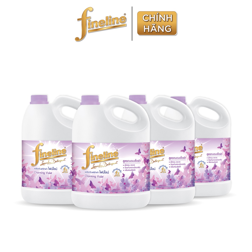 [Deal hời] Combo 4 Nước Giặt Fineline Charming Violet (Tím) Can 3000 ml.