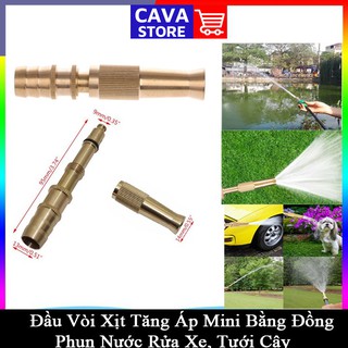 Đầu vòi xịt tăng áp mini bằng đồng có siết vòi đi kèm phun nước rửa xe, tưới cây tăng áp đa năng
