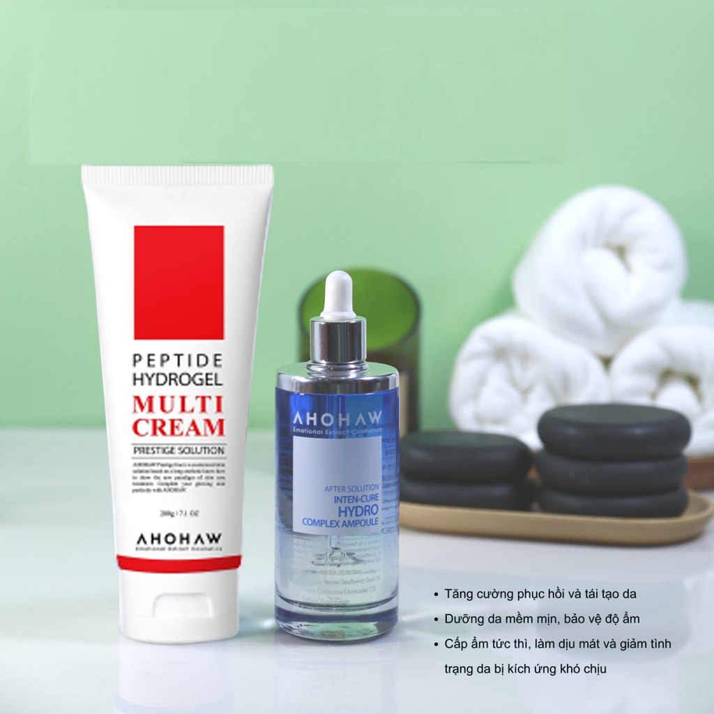 Bộ đôi Căng Bóng - Phục Hồi Ahohaw Inten Cure Hydro 150ml & Multi Cream 200g - Tăng cường phục hồi và tái tạo da