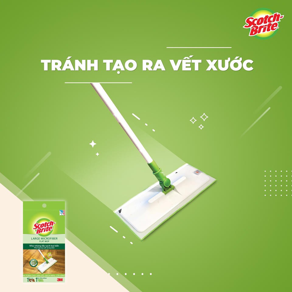 [Hàng Mới] Cây Lau Nhà Microfiber Bản Lớn Scotch-Brite 3M – Tránh Tạo Ra Vết Xước, Bảo Vệ Sàn Nhà – Hàng Chính Hãng