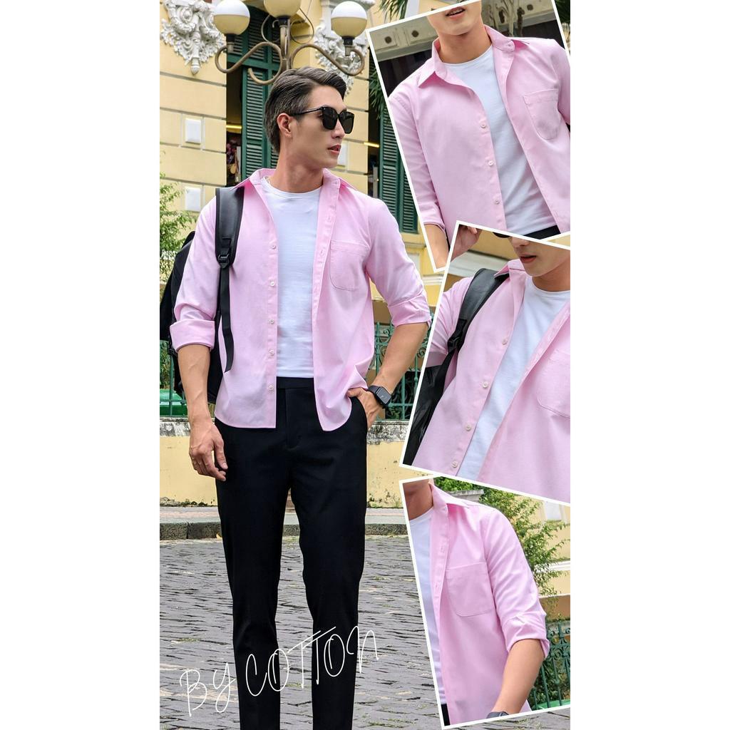Áo Sơ Mi Nam Dài Tay Trơn BY COTTON Light Pink Oxford Shirt