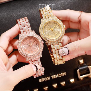 Đồng hồ nam nữ unisex DZINER DZ3344 đính đá 40mm dây thép thời trang LINDO