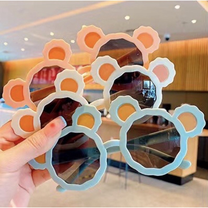 Kính Mát Chống Nắng Hình Tai Gấu Dễ Thương Cho Bé Gái