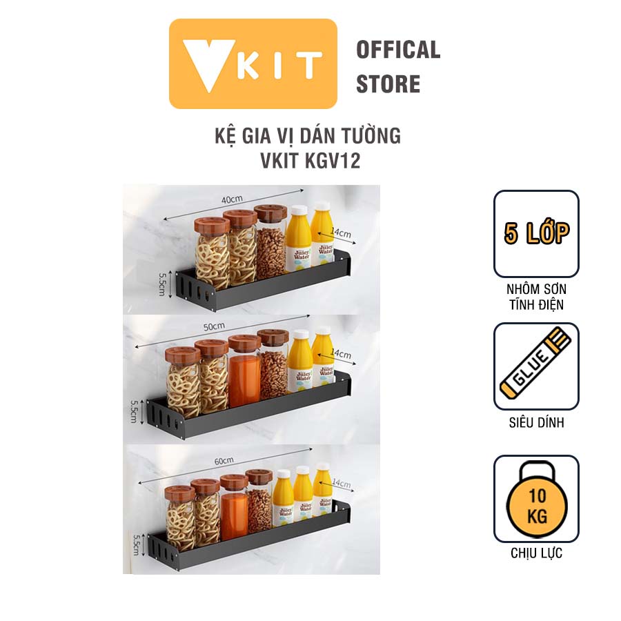 Kệ gia vị dán tường siêu chắc Sơn tĩnh điện VKIT KGV12