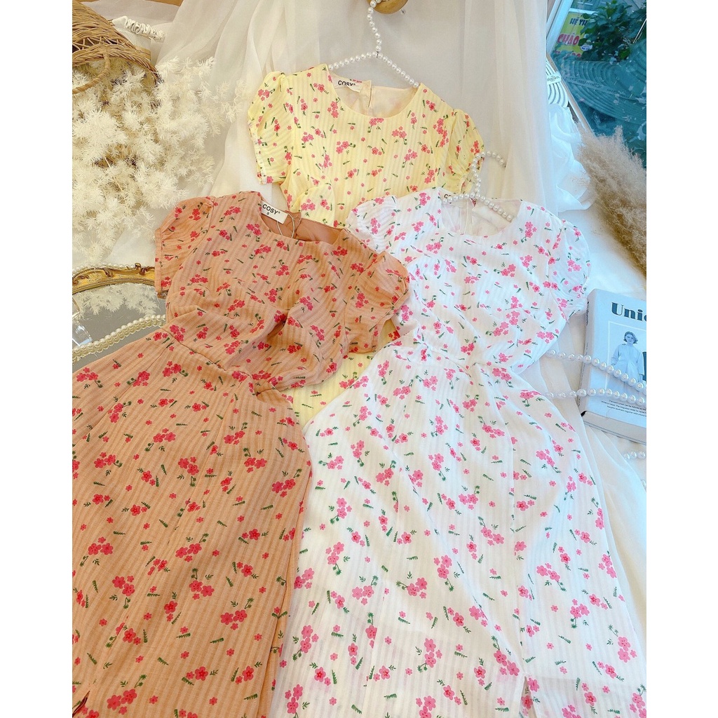 Đầm Hoa Dập Xẻ Bên