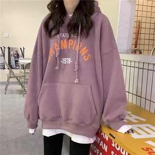 Áo Hoodie Nữ Tay Dài Giả Hai Lớp In Chữ Size M-Xxl