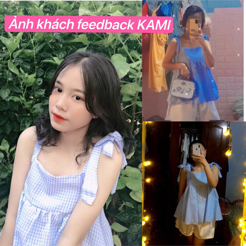 Bán sỉ - Set áo 2 dây buộc nơ vai babydoll và quần sooc trắng Hàn Quốc - KAMI Clothes | BigBuy360 - bigbuy360.vn