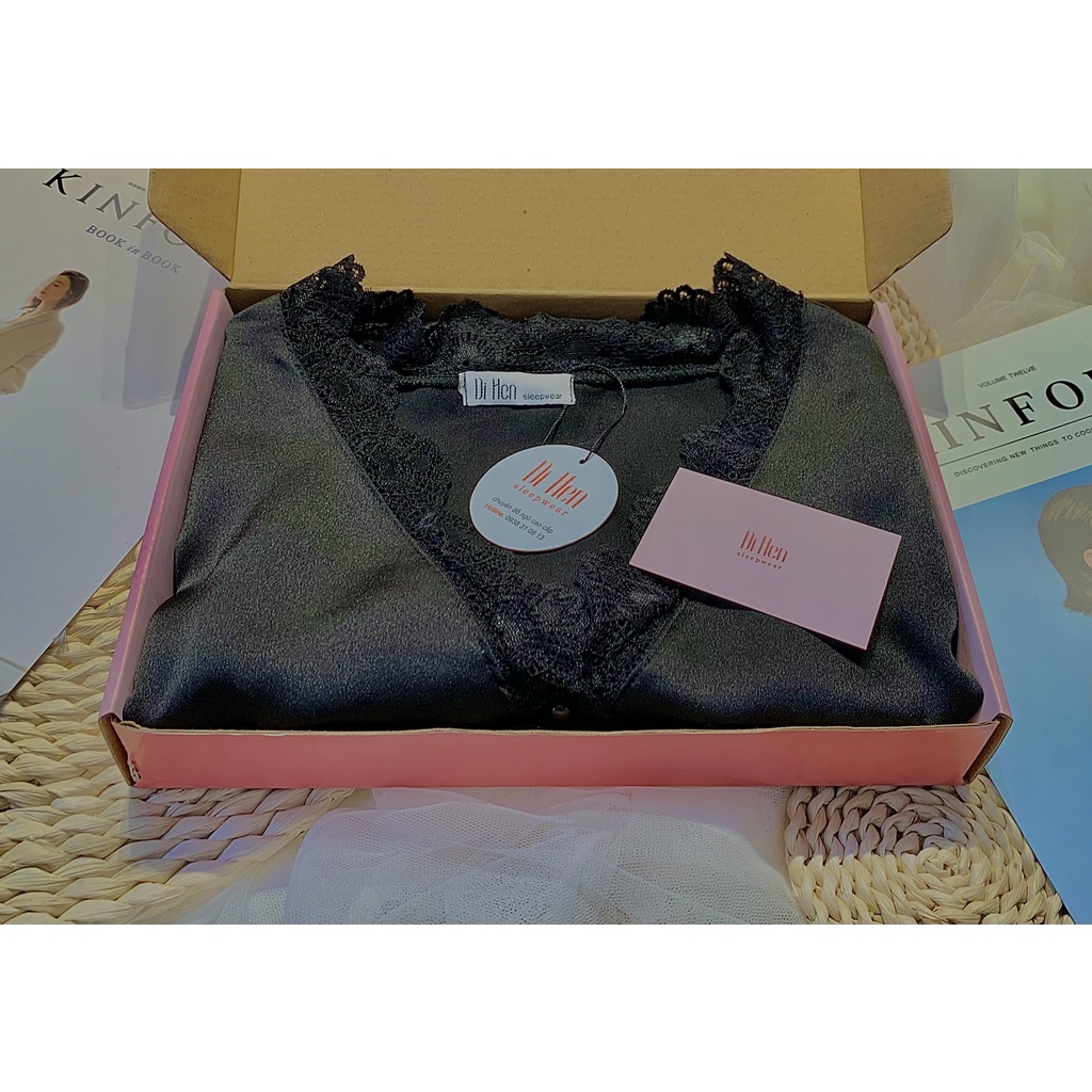 Bộ đồ ngủ đùi ren trơn - Quần áo mặc nhà nữ -Lụa Latin cao cấp - Hàn Quốc- Mềm mịn, thoáng mát, sang trọng- Dihen3129 | BigBuy360 - bigbuy360.vn