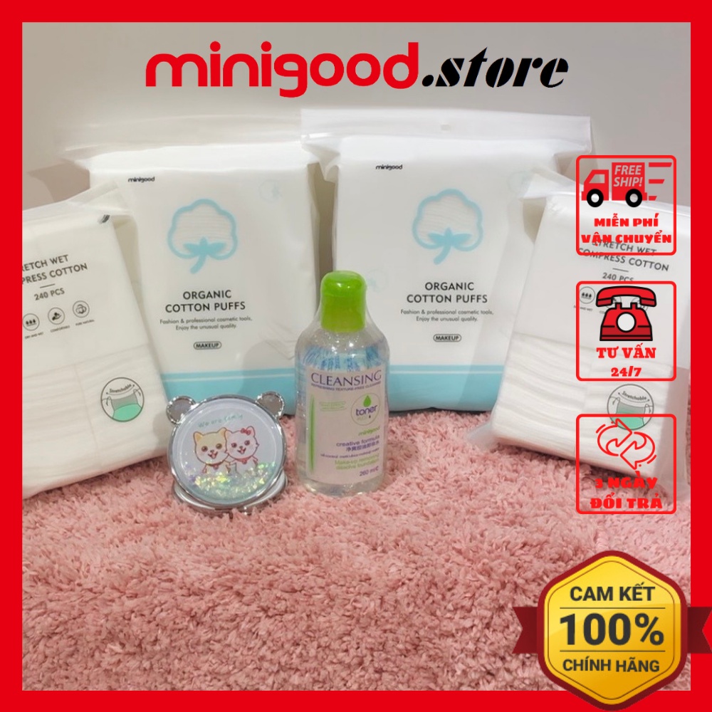 Bông trang điểm, bông tẩy trang vải mềm  MINIGOOD thân thiện da