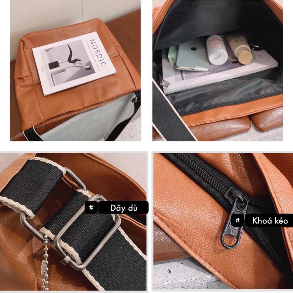[Mã FASHIONGREEN264 giảm 10% tối đa 30k đơn từ 99k] Túi đeo chéo Unisex Ulzzang Da Dây Dù Tiện Dụng Mẫu Mới 2021 TTI15