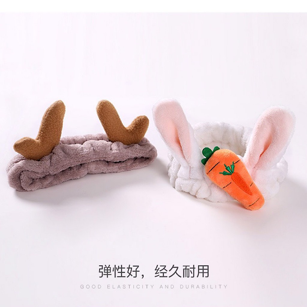 Băng đô rửa mặt nam nữ, băng đô tai thỏ tai mèo nhiều màu sắc thời trang Hàn Quốc