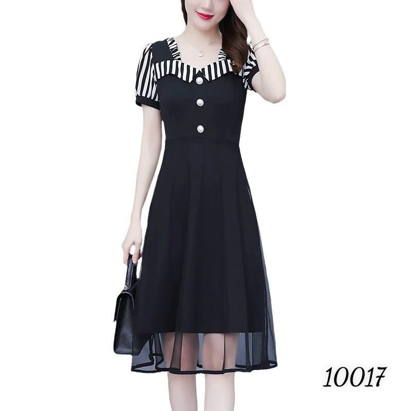 Đầm suông phối lưới sang chảnh - thời trang nữ duyên dáng công sở cho các chị em KME FASHION