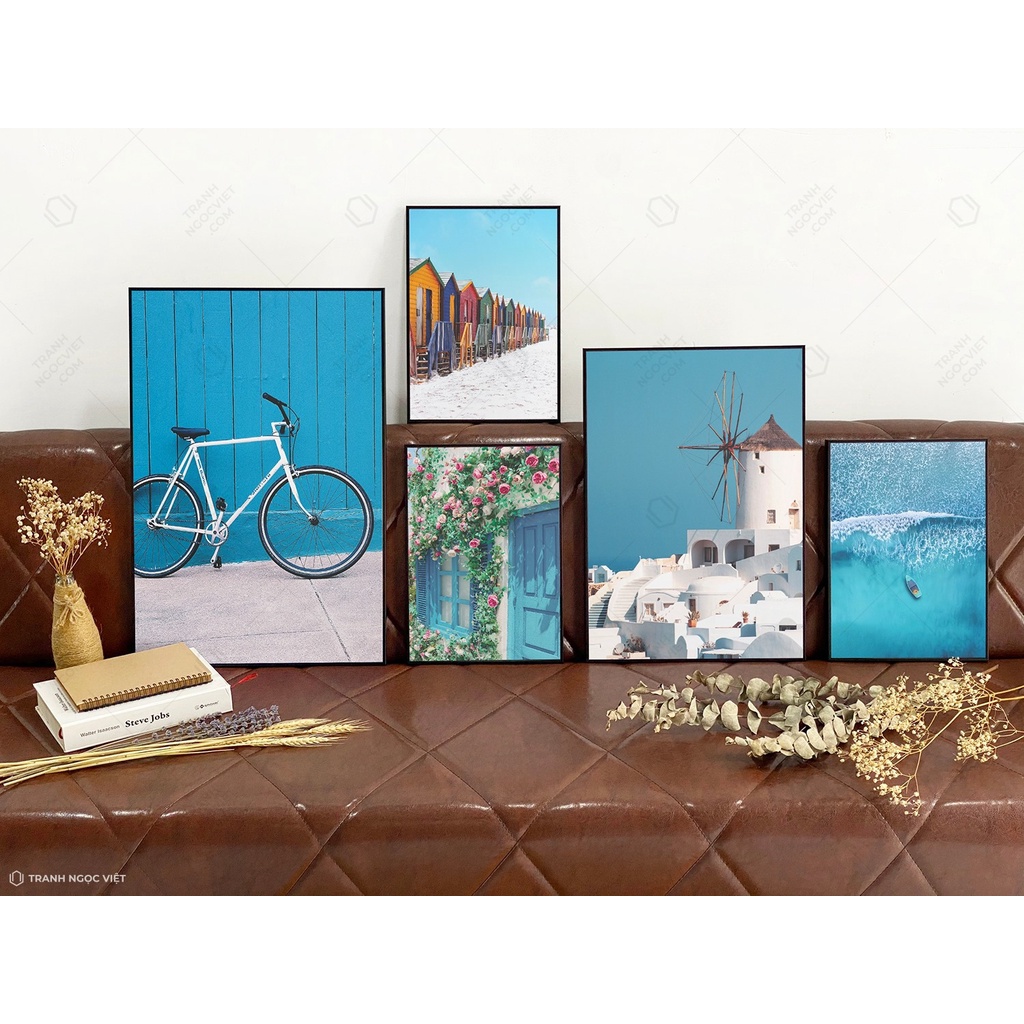 Bộ 5 Bức Tranh Decor Hiện Đại - Tranh Treo Tường Có Khung - Tặng Đinh Treo Không Khoan Tường