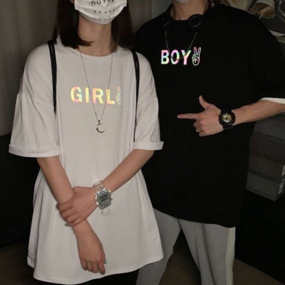 Áo Thun Tay Lỡ phản quang Quang BOY &amp; GIRL Unisex Phản Quang 7 Màu Đa Sắc