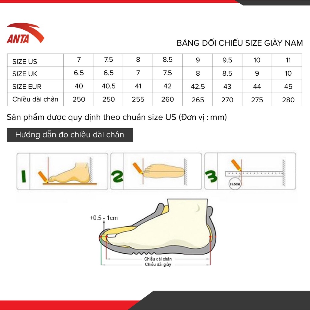 Giày chạy thể thao nam Running Shoes Anta 812135555-5