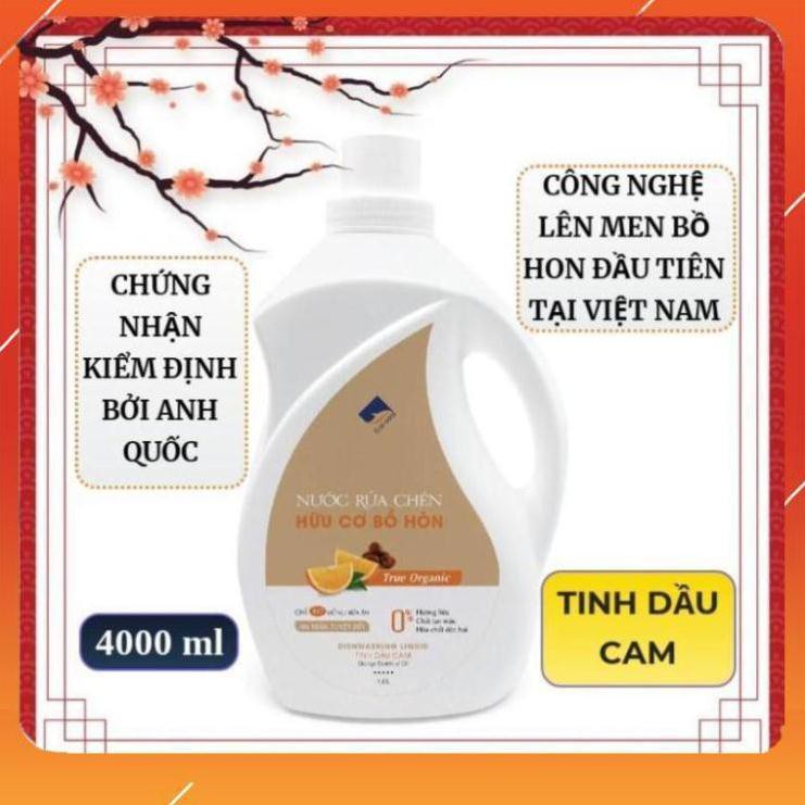 Nước rửa chén hữu cơ Bồ hòn hương Cam 4000ml, Nước rửa bát hữu cơ Ecocare .