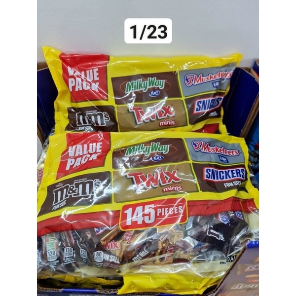 BỊCH SOCOLA hỗn hợp 145 pieces GÓI NHỎ SNICKERS, TWIX, MUSKETEEERS &amp; MILKY WAY Date 1/23
