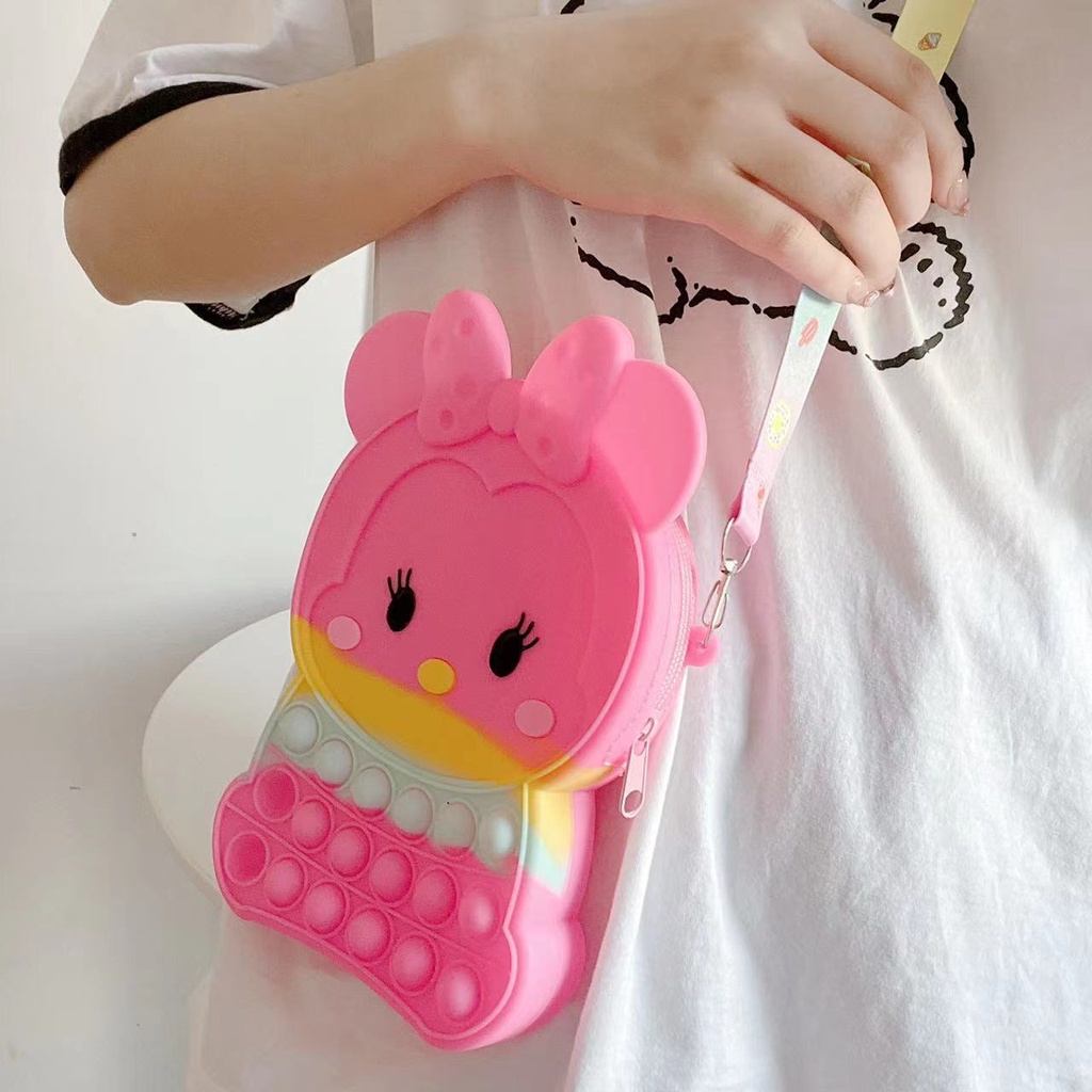 Pop It Đồ Chơi Fidget Spinner Hello Kitty Túi Đeo Chéo BằNg Silicon GiảM Stress Cho Nữ Và Trẻ Em