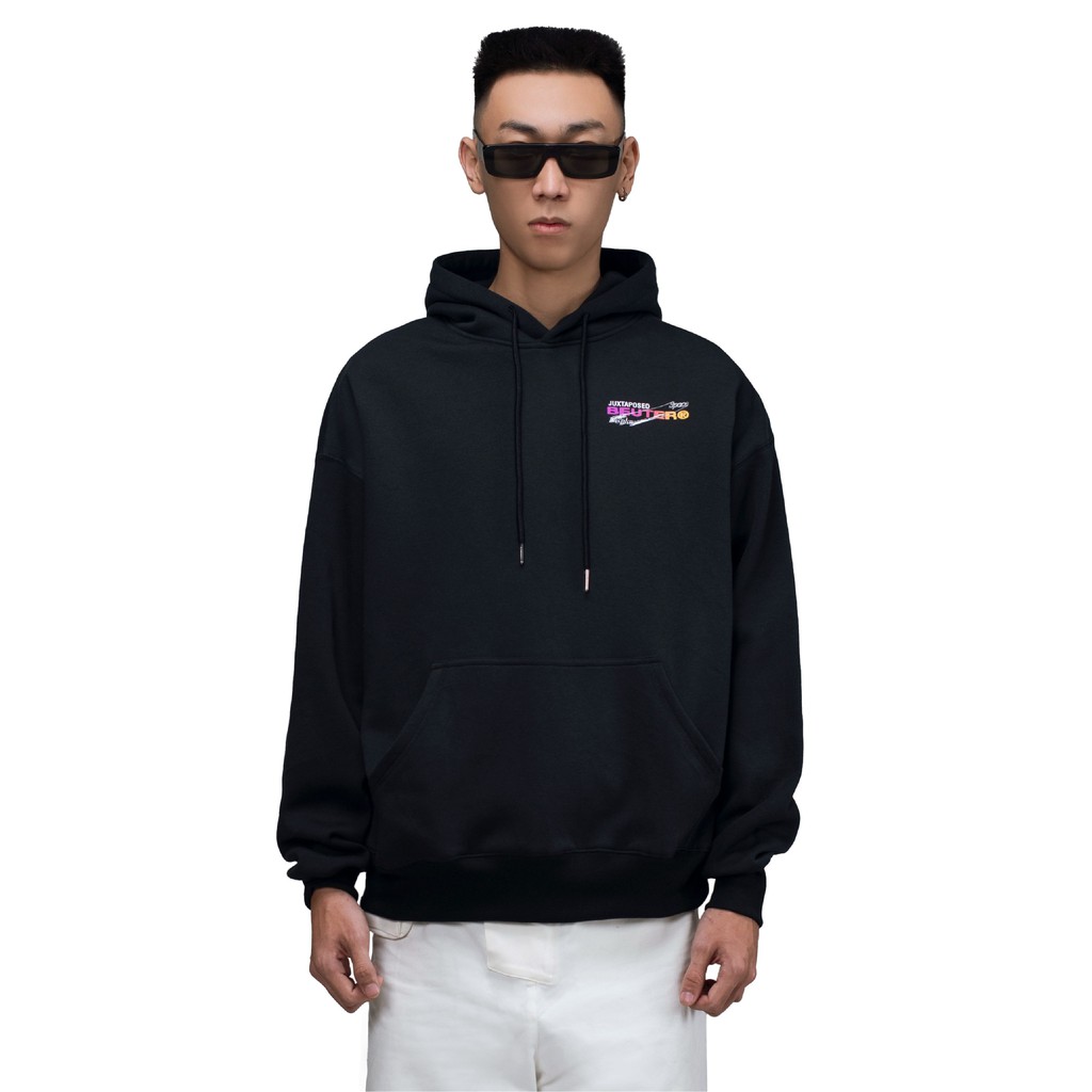 Áo hoodie nam Beuter Juxtaposed Sunset Glow Logo Black Hoodie màu đen, logo ánh sáng hoàng hôn