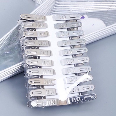 Vỉ 20 Kẹp Quần Áo Bít Tất Inox Cao Cấp Không Gỉ