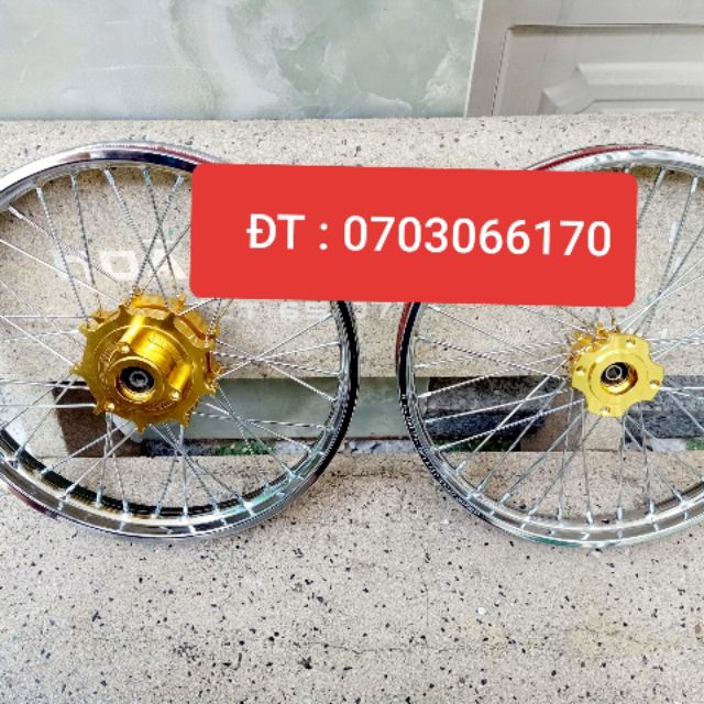 CẶP BÁNH CĂM RAIDER SATRIA NIỀN UNION , ĐÙM TRÁI KHẾ MÀU VÀNG, MÀU BẠC