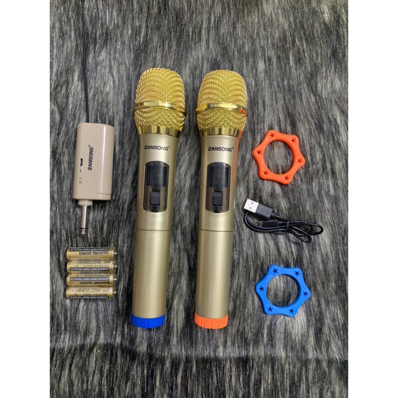 combo hai mic không dây hát karaoke,hát livestream S28A hàng chính hãng Zansong