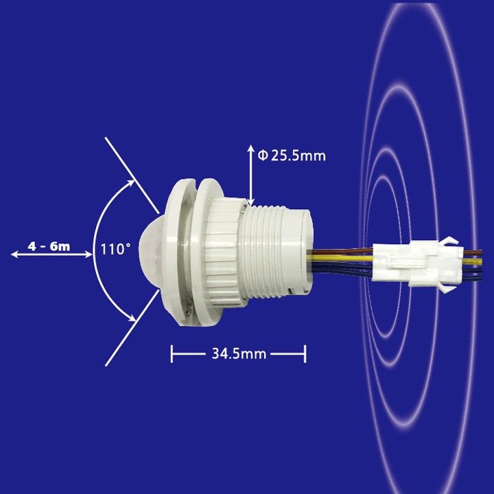 Bộ công tắc cảm biến chuyển động hồng ngoại DC1 điều chỉnh được thời gian và độ nhạy sáng